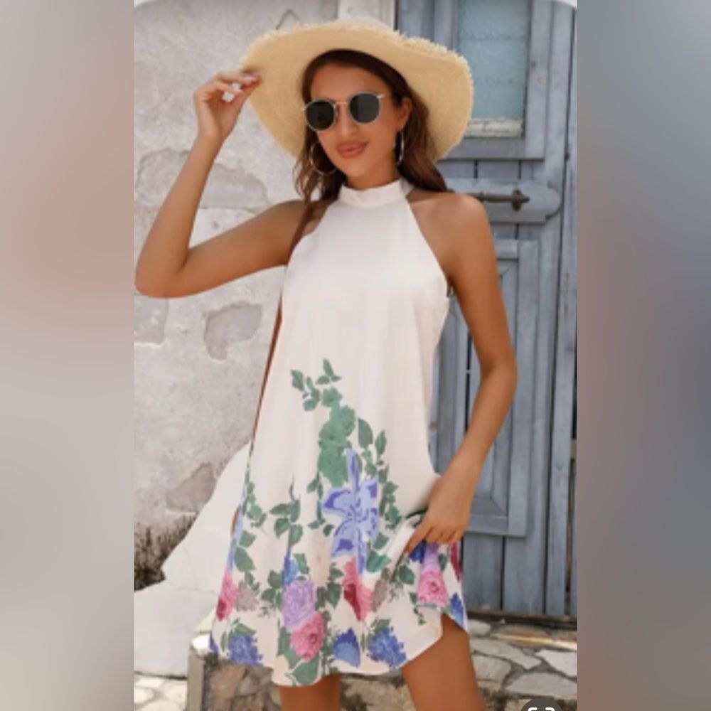 Floral Halter Neck Dress